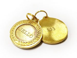 ด็อกแท๊ก DogTag ทองเหลืองยิงเลเซอร์แกะสลักชื่อ